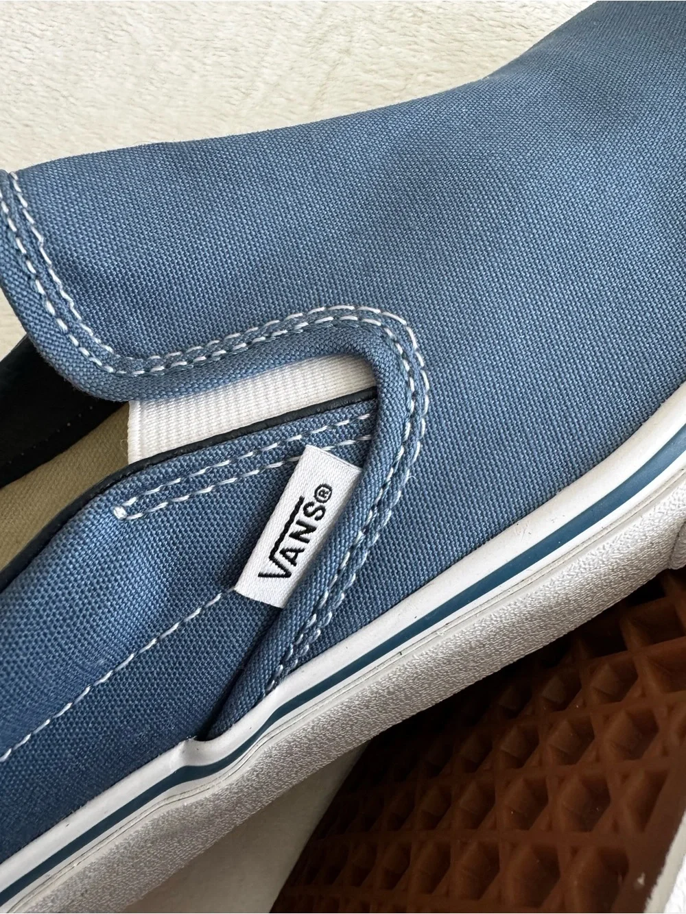 Vans Slip-On Canvas Loafers in Navy Blue